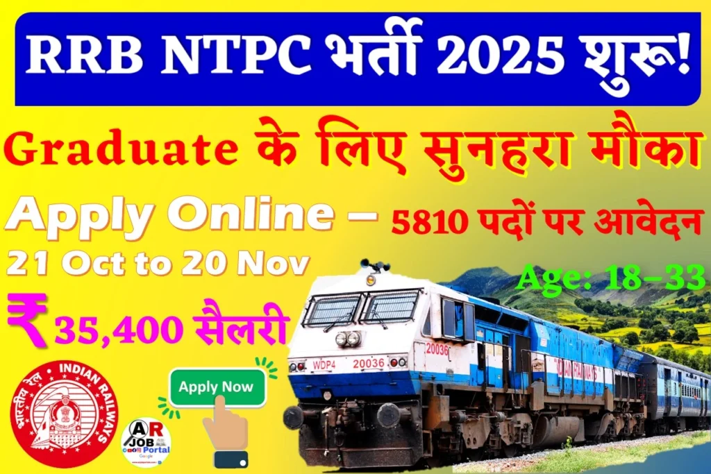 RRB NTPC Graduate Level recruitment 2025 | रेलवे में ग्रेजुएट पास के लिए आवेदन शुरू
