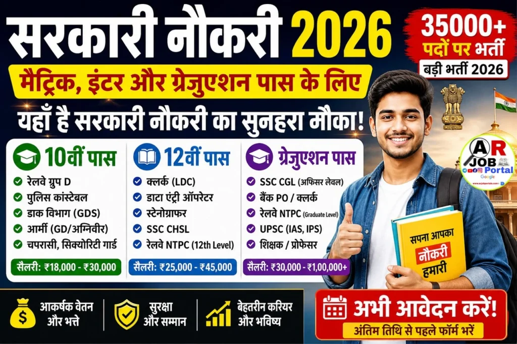 मैट्रिक इंटर और ग्रेजुएशन पास के लिए