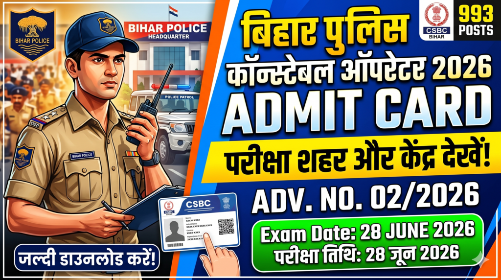 Bihar Police Constable Operator Exam City 2026 Out
