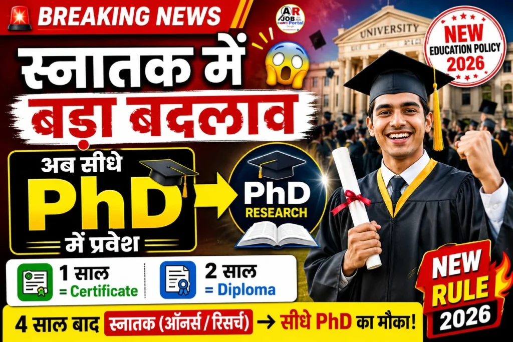 स्नातक सिलेबस में बडा़ बदलाव | अब स्नातक बाद सिधे पिएचडी